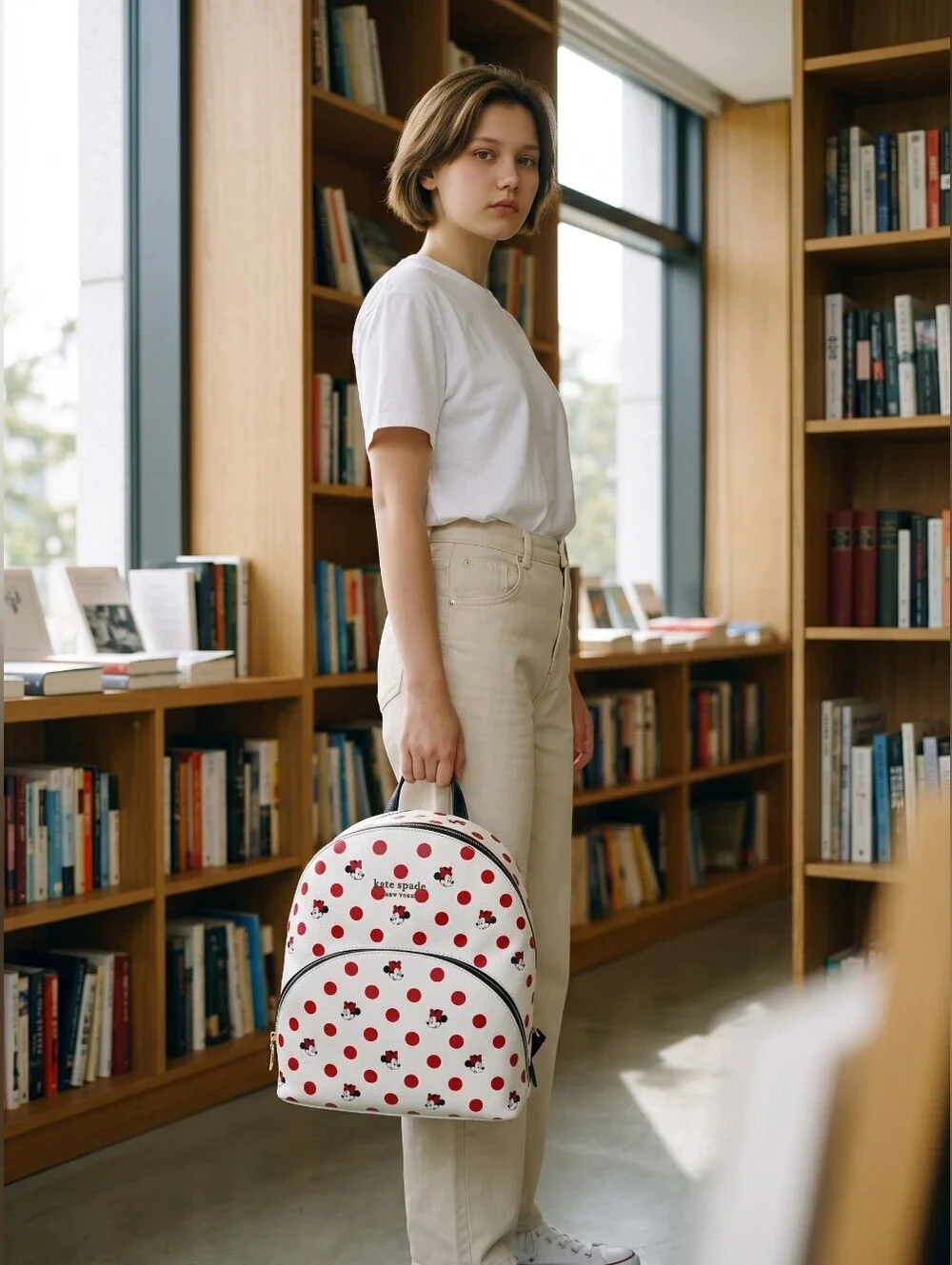 NWOT Disney Parks Kate Spade ♠️ Minnie Mouse Polka Dot White Backpack